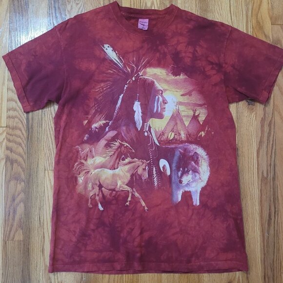 Quail Hollow Native American T-Shirt Size Large Wildlife Wolf Horse Stallion - Picture 1 of 8